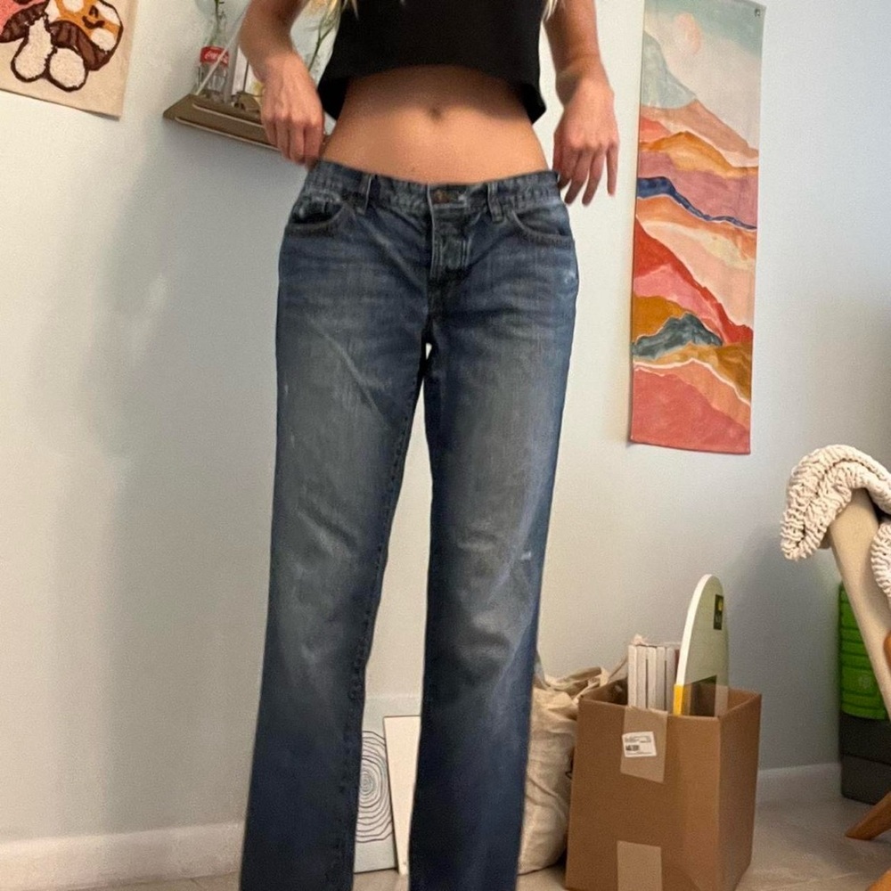 LOFT Blue Straight Leg Jeans with Classic Style